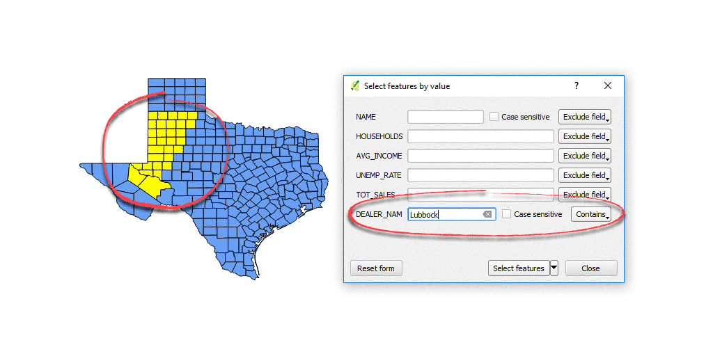 Creating a selection set by filtering values in QGIS