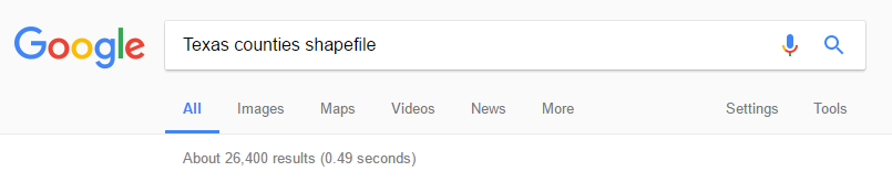 Search for texas counties shapefile
