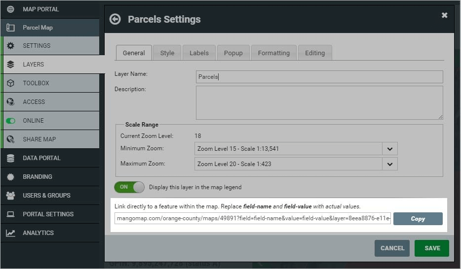 The feature permalink template in Mango