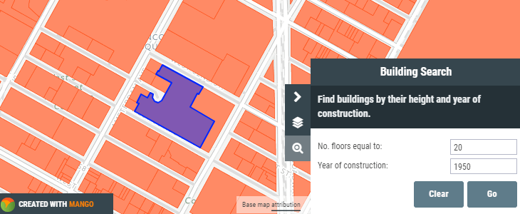 A web map with advanced search with multi-field input to narrow down answers fast