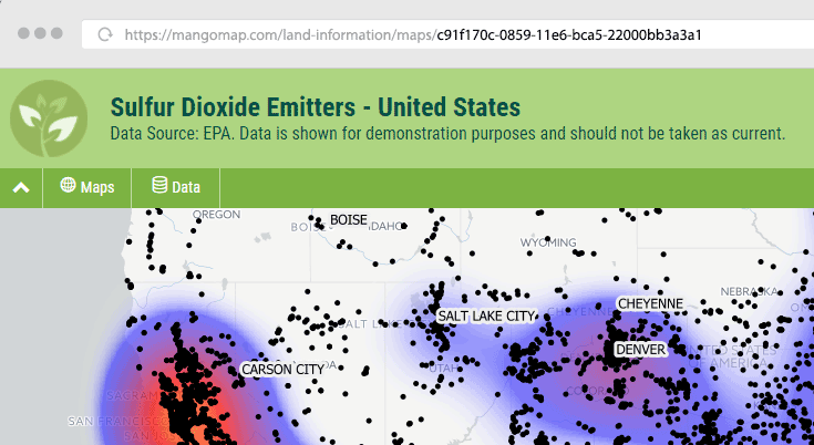 A hashed url of a hidden Mango web map