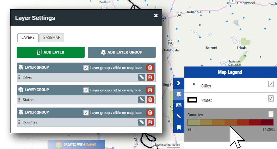 Layer groups make toggling web map layers on and off easy