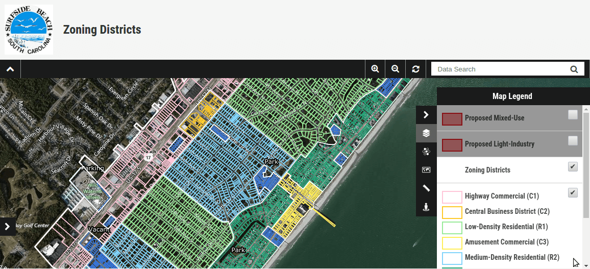 Surfside Beach Zoning Districts Map