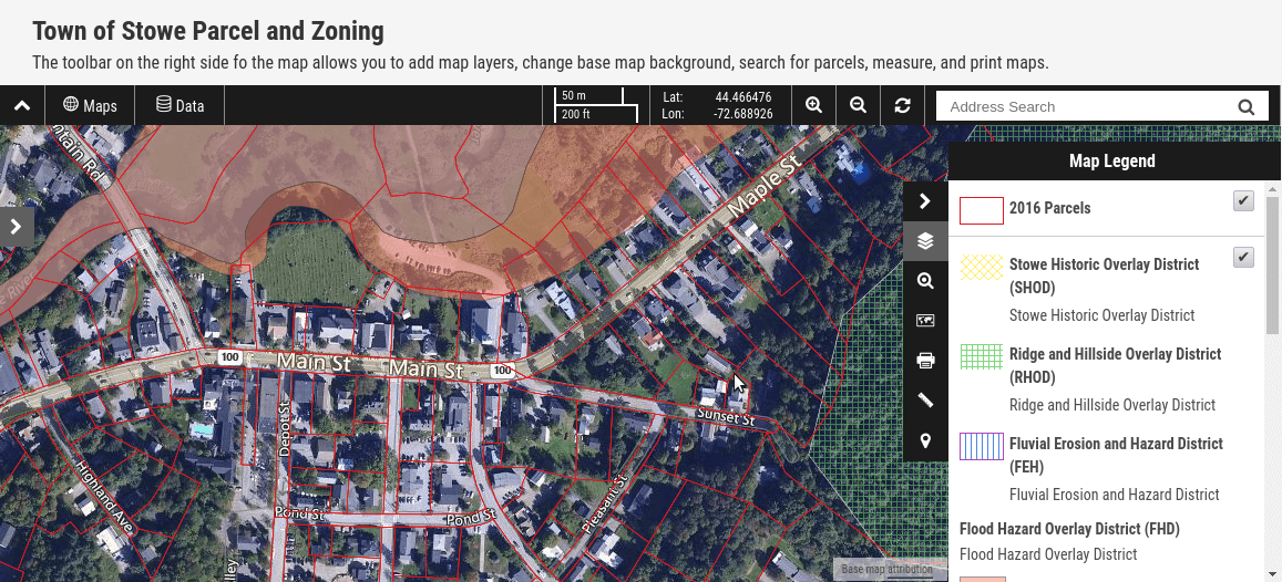 Town of Stowe Parcel and Zoning Map