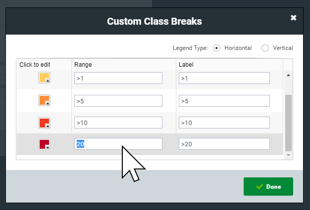Creating custom class breaks for an online quantity choropleth map in Mango