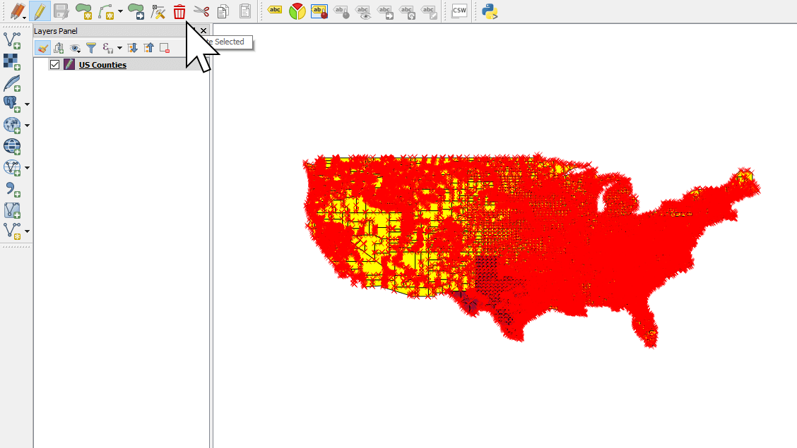 Deleting unwanted features in a shapefile using QGIS