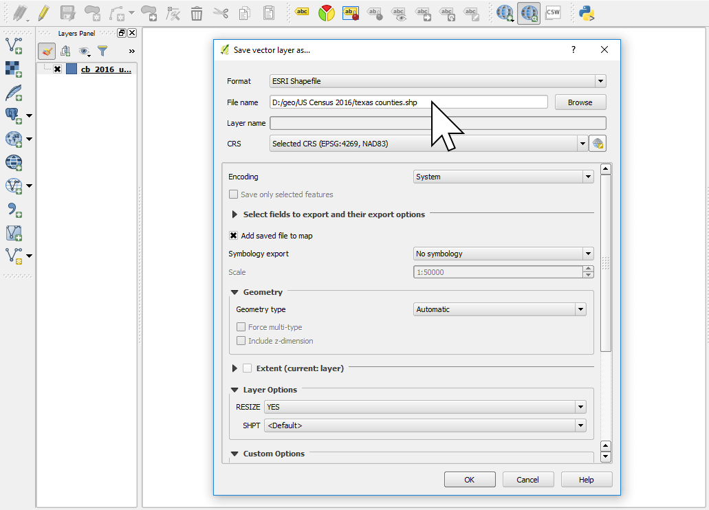 Saving a shapefile in QGIS