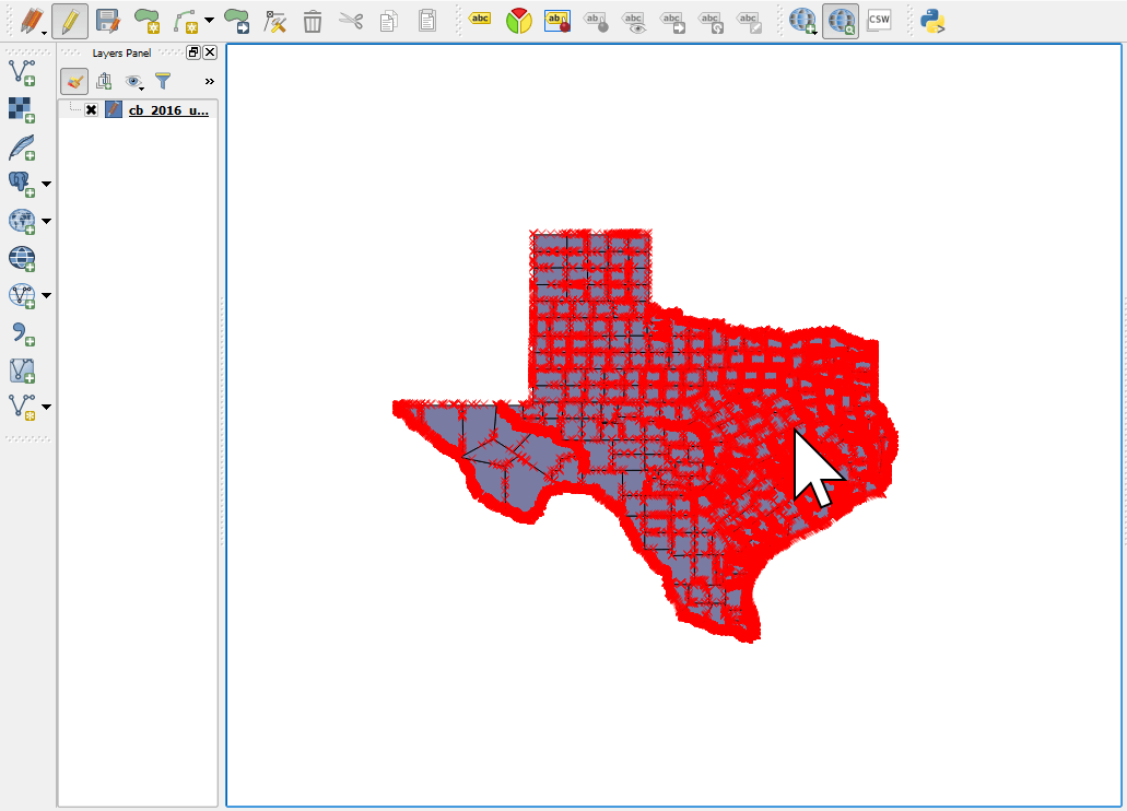 Our area of interest after removing unwanted features in a shapefile using QGIS