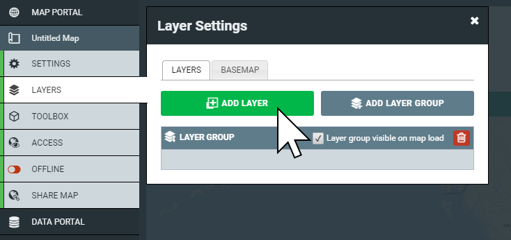 Adding a layer to a web map in Mango