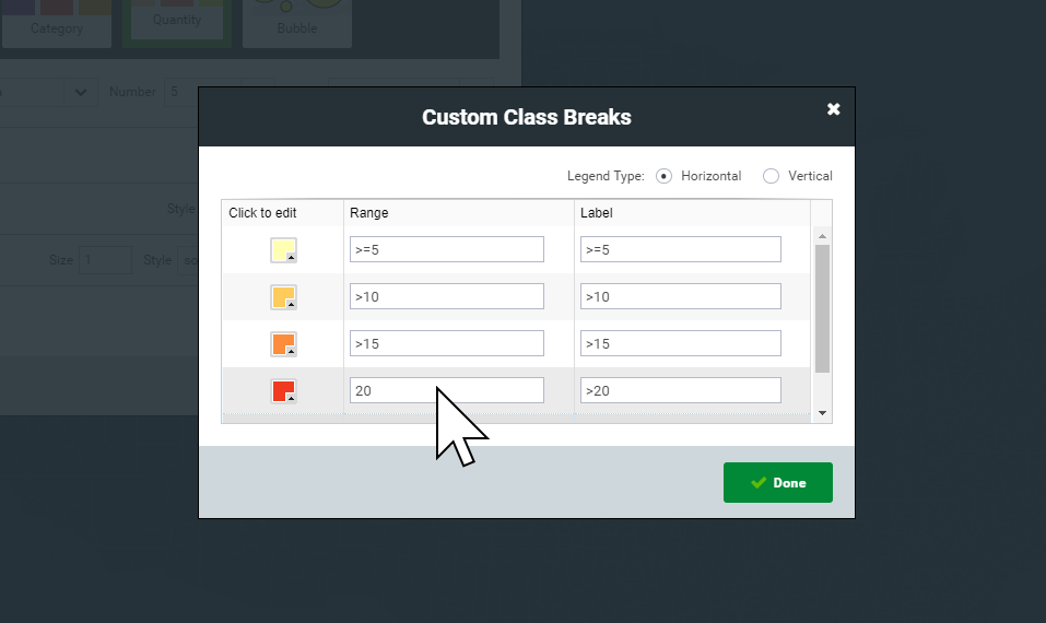 Creating custom class breaks for a choropleth or quantity map in Mango