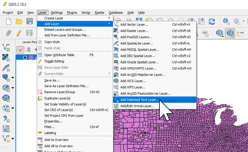 Adding a CSV layer to QGIS