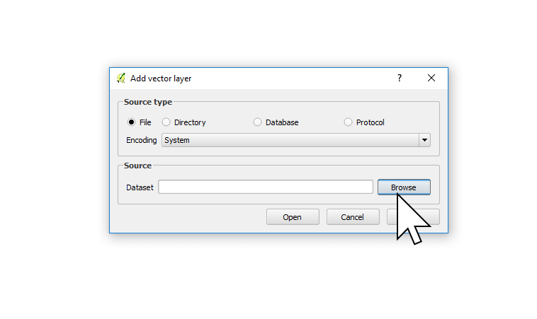 Browsing for your shapefile in QGIS