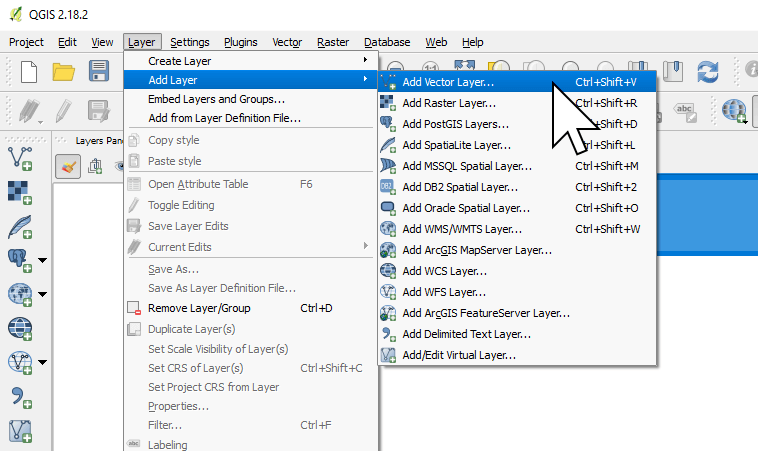 Adding a vector layer in QGIS