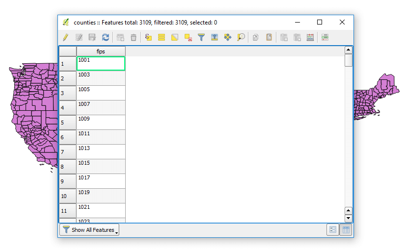 Viewing the attribute table of a shapefile in QGIS