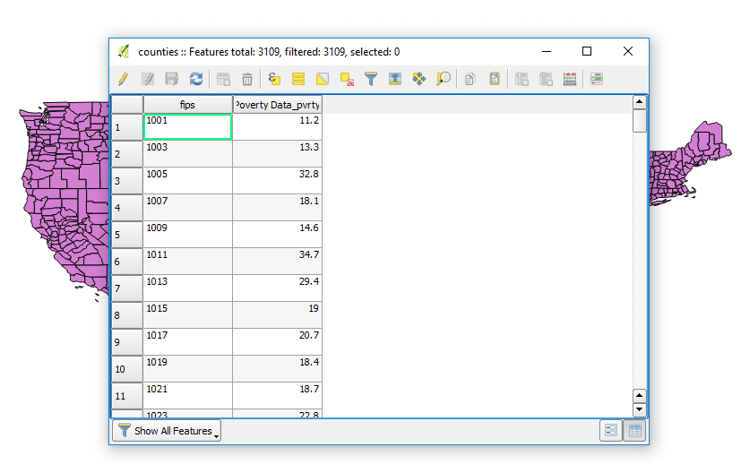 Viewing the joined results of a CSV and Shapefile join in QGIS