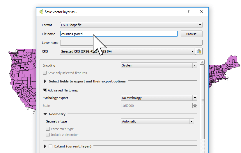 Saving a layer as Shapefile in QGIS