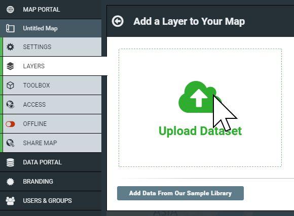 Uploading a dataset to a web map in Mango