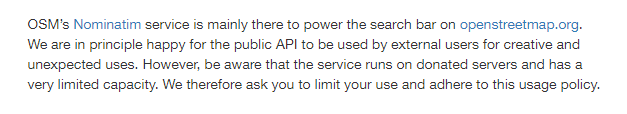 OSM's Nominatim usage policy