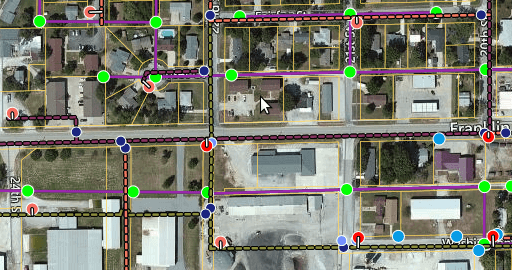 Map of water pipes and valves - Mango